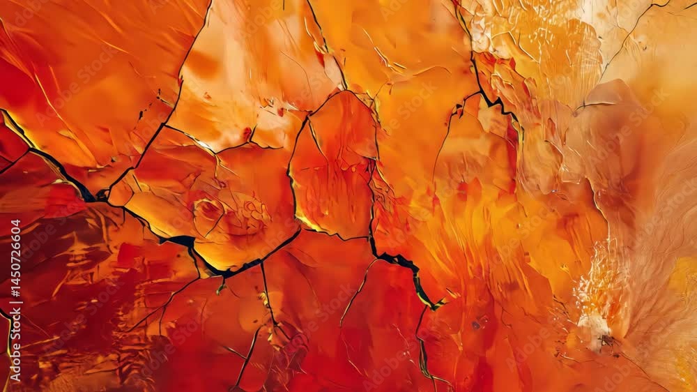 Poster dynamic cracked orange surface transforming with light and texture variations