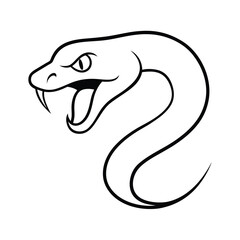 serpent head flicking tongue sleek contour vector line art 