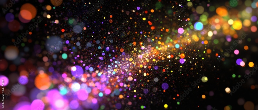 Poster abstract celebration of light and color with bokeh effect on a dark backdrop for festive mood