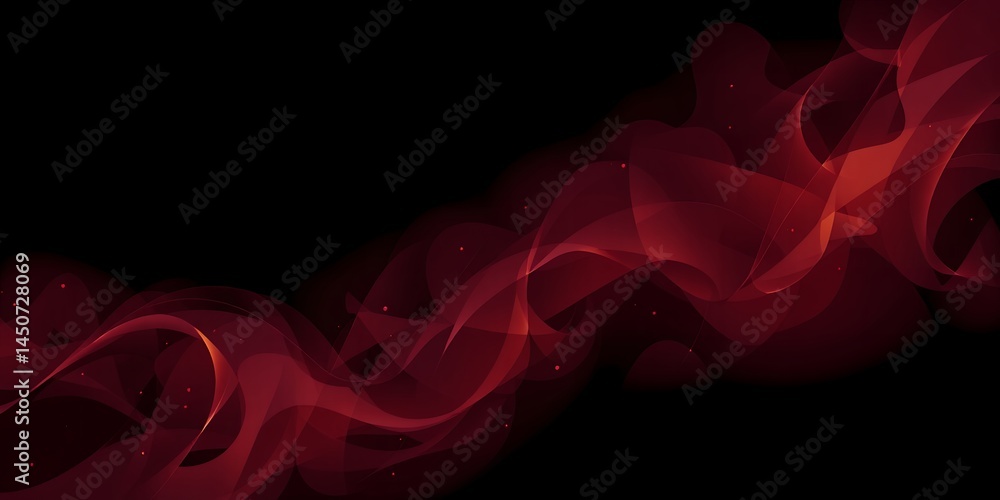 Poster a flowing red abstract design against a black background with subtle light highlights