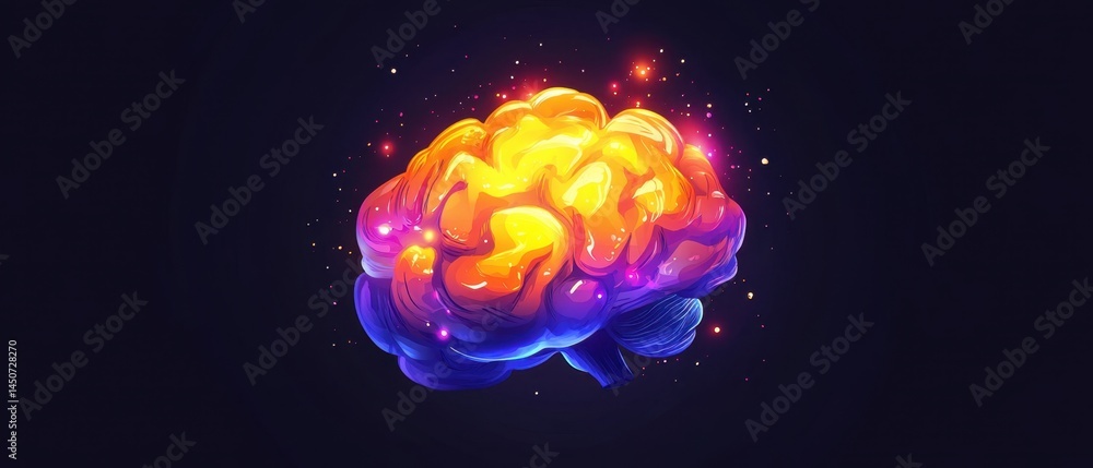 Poster vibrant neural network illustration depicting intelligence and cognitive functionality