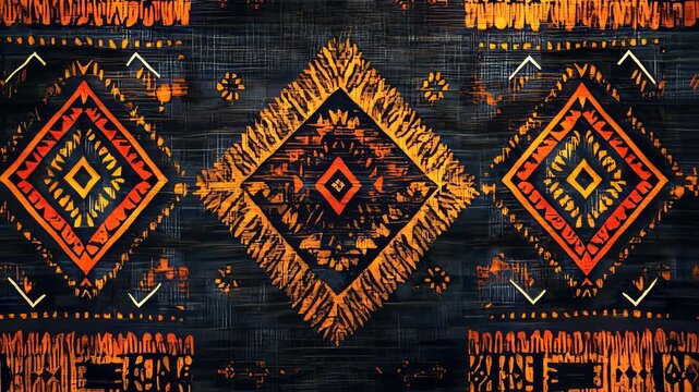 Vibrant tribal pattern animation in colorful geometric motion