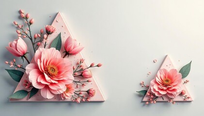 Subtle floral triangles, muted tones, minimalist style, minimalist, element, wallpaper