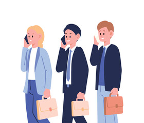 People are talking on mobile phones.