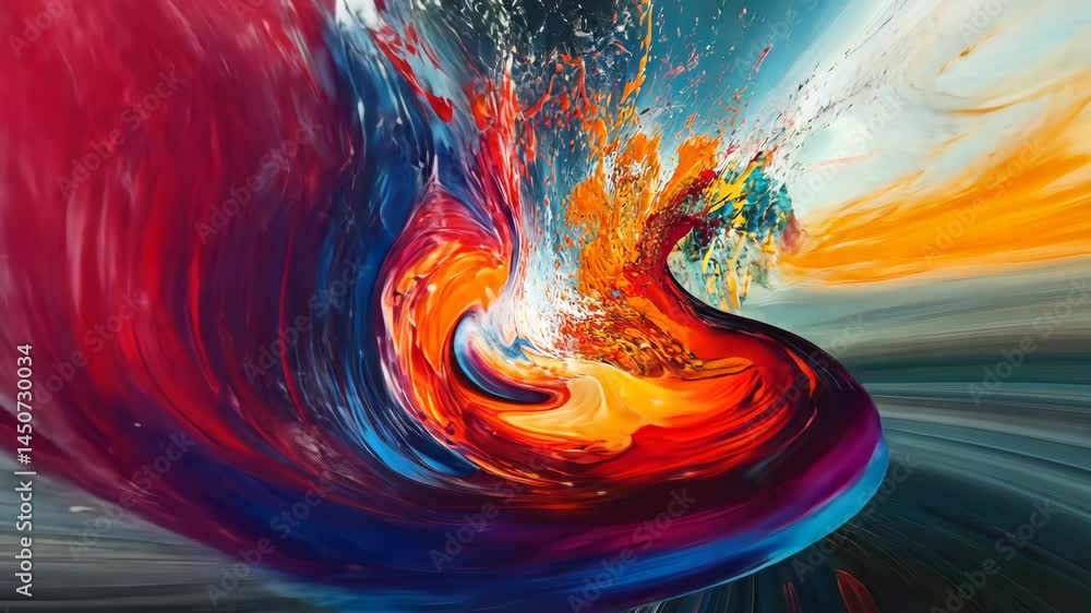 Poster vivid color explosion with dynamic swirls and bursting energy