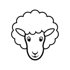 sheep head curly wool line strokes vector line art
