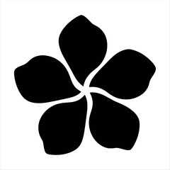 Simple Black Flower Silhouette with Five Petals, Nature Inspired Design