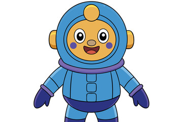 Cute cartoon astronaut character illustration with blue spacesuit isolated on white