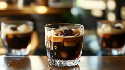 Brewed coffee jelly and smooth, chilled coffee.  Glass of Japanese Kohi Jelly