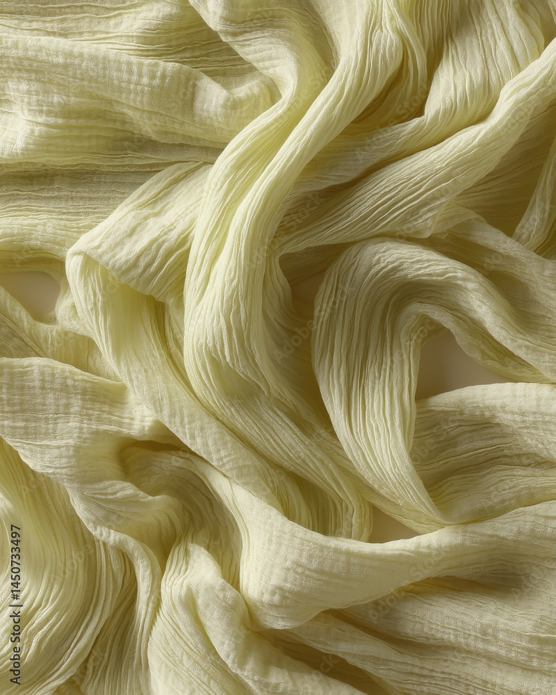 Poster abstract texture of pale yellow fabric with soft folds and delicate light for background