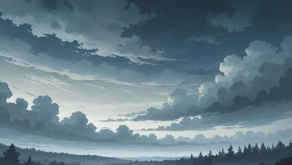 Black sky, clouds, AI generated background
