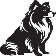 Obraz premium Seated Serenity A Sheltie Silhouette