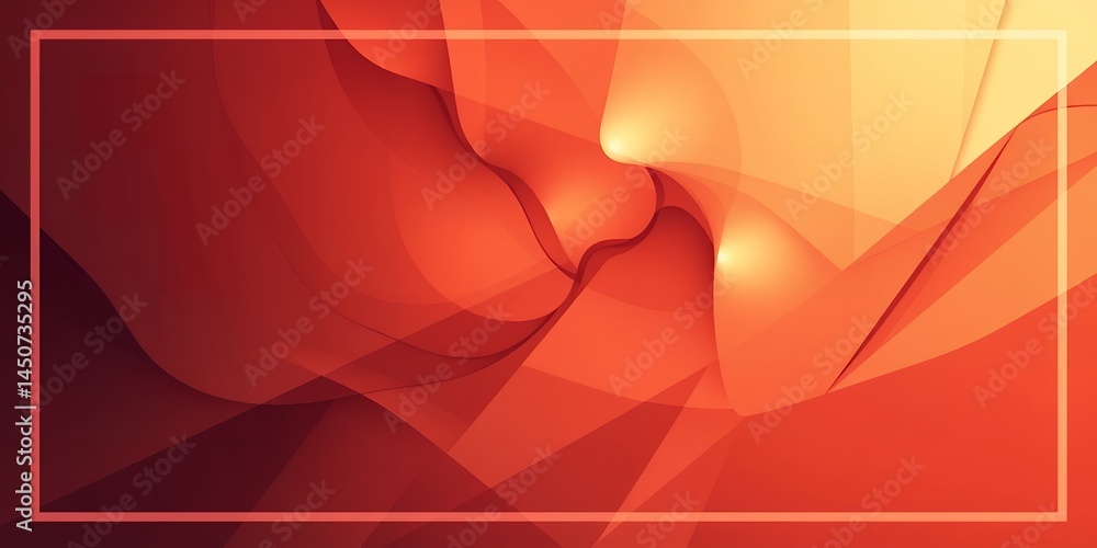 Poster abstract orange and red background with a frame surrounding the design elements within it