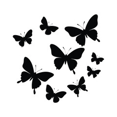 Black Flying Butterflies Silhouette Vector Simple