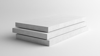 Three rectangular white blocks stacked on a white background.