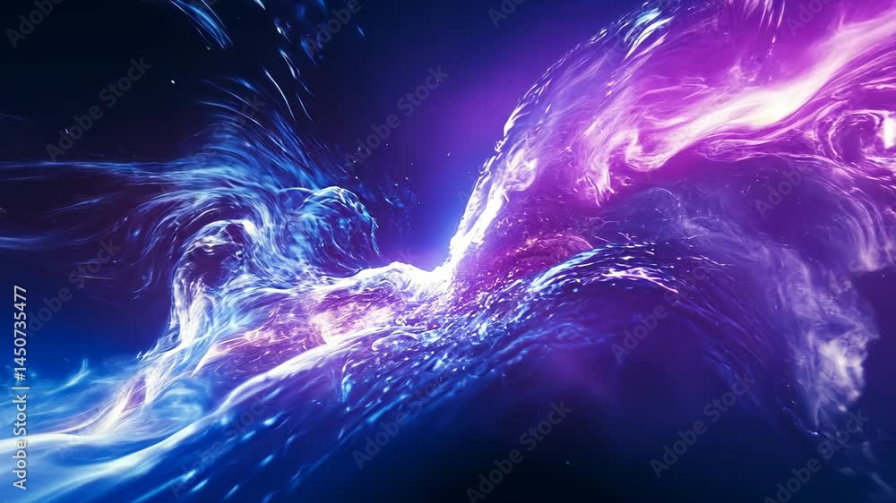 Poster dynamic fusion of vibrant waves and colorful particles in motion
