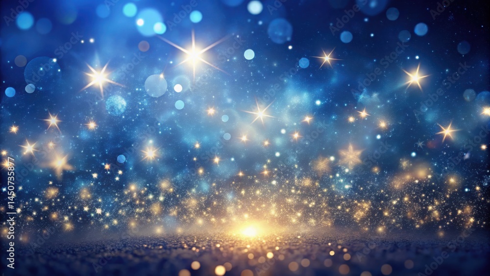 Poster a magical sky full of sparkling stars and shimmering lights, creating a celestial background perfect