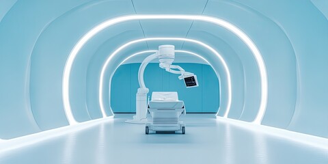 Futuristic Medical Imaging Room with C-arm: Advanced Diagnostics, Healthcare Technology