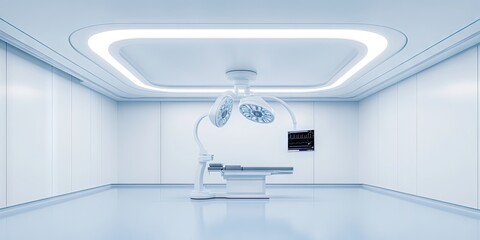 Modern Operating Room with Surgical Lights: Sterile Environment, Medical Technology