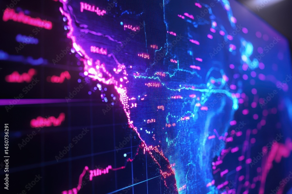 Poster dynamic weather map graphic displaying colorful meteorological data for north america, weather map n