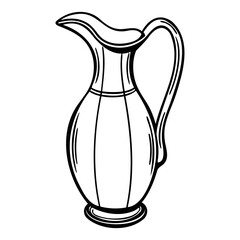 Vintage pitcher drawing vector illustration: antique jug, water container, beverage server, kitchenware design isolated on transparent background