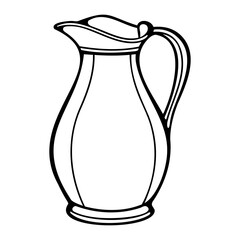 Vector drawing of a pitcher jug for water juice milk or other liquid container kitchenware illustration 100 character isolated on transparent background
