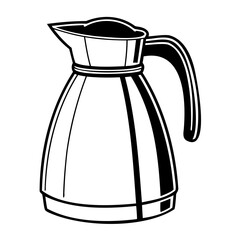 Illustration of a metal coffee carafe for serving hot beverages and drinks in a restaurant or home setting isolated on transparent background