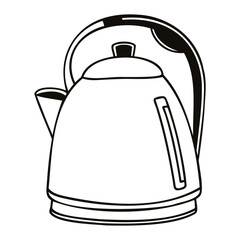 Outline drawing of a kitchen electric kettle for boiling water vector illustration isolated on white isolated on transparent background