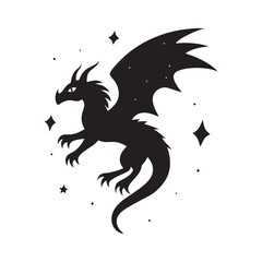 Celestial Dragon With Wings Silhouette Art