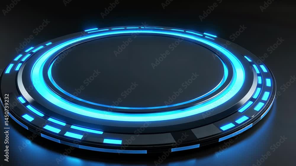 Aufkleber futuristic rotating blue led disk with dynamic glow and technology elements