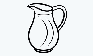 Milk pitcher silhouette, classic jug icon, vintage milk container, simple pitcher graphic