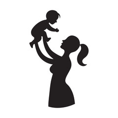Mother Holding Baby High Silhouette Design