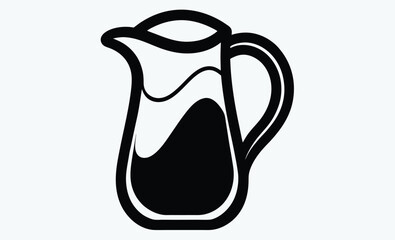 Milk pitcher silhouette, classic jug icon, vintage milk container, simple pitcher graphic