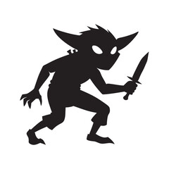 Sneaky Goblin Creeping Fantasy Silhouette