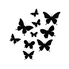 Black Flying Butterflies Silhouette Vector Icon