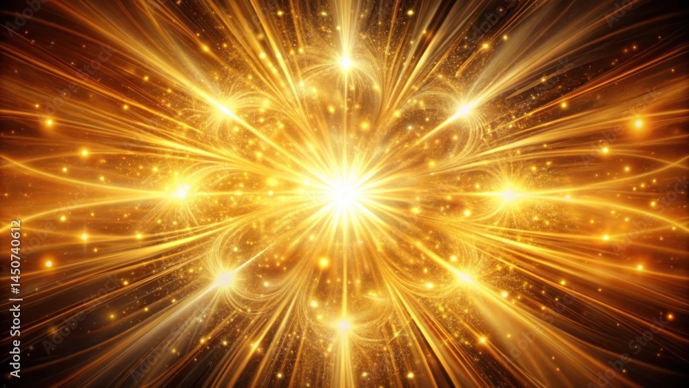 Aufkleber a radiant golden starburst explodes with energy, radiating outwards in a symphony of shimmering line