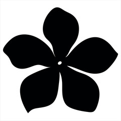 Abstract five petal flower silhouette, symmetrical blossom on white background design