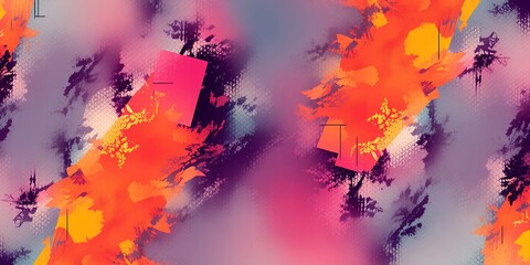 Obraz premium Abstract painting featuring vibrant colors and geometric shapes in a dynamic composition