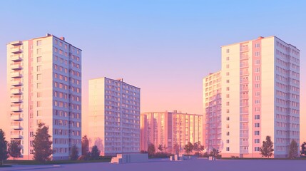 Fototapeta premium Pastel sunrise cityscape