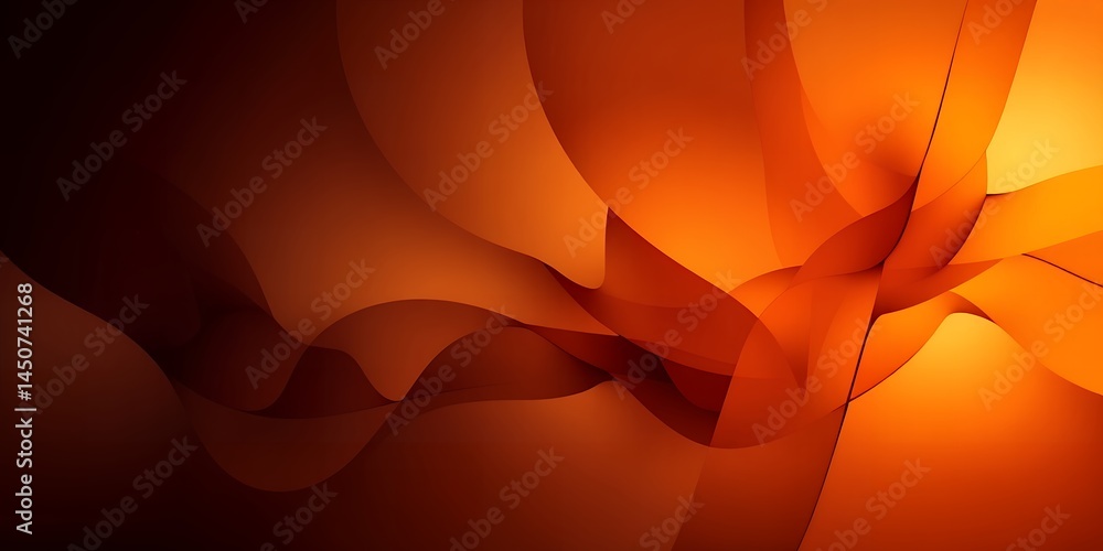 Poster abstract orange and brown wavy shapes creating a dynamic and flowing background design