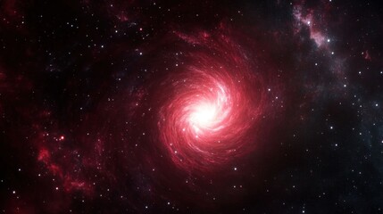 Red spiral galaxy cosmic swirl of stars and nebula