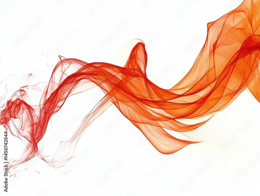 Poster abstract flowing orange fabric wave on white background dynamic movement design concept creative gra
