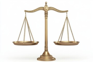 Scales of justice golden color on white background on transparent background