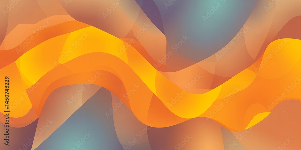 Poster abstract gradient waves in orange and teal create a fluid and dynamic composition