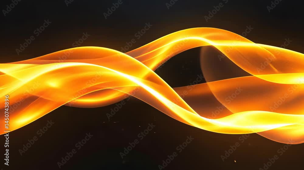 Poster dynamic flowing light waves with vibrant glowing particles in motion