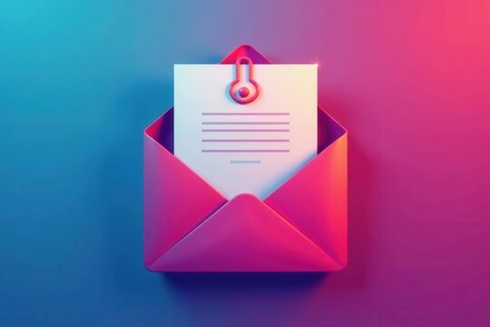 Stylized vector icon of an email with a paperclip , internet, attachment
