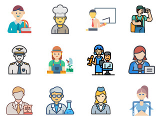 Career Essentials: Professions Linear Color Icons Set 1