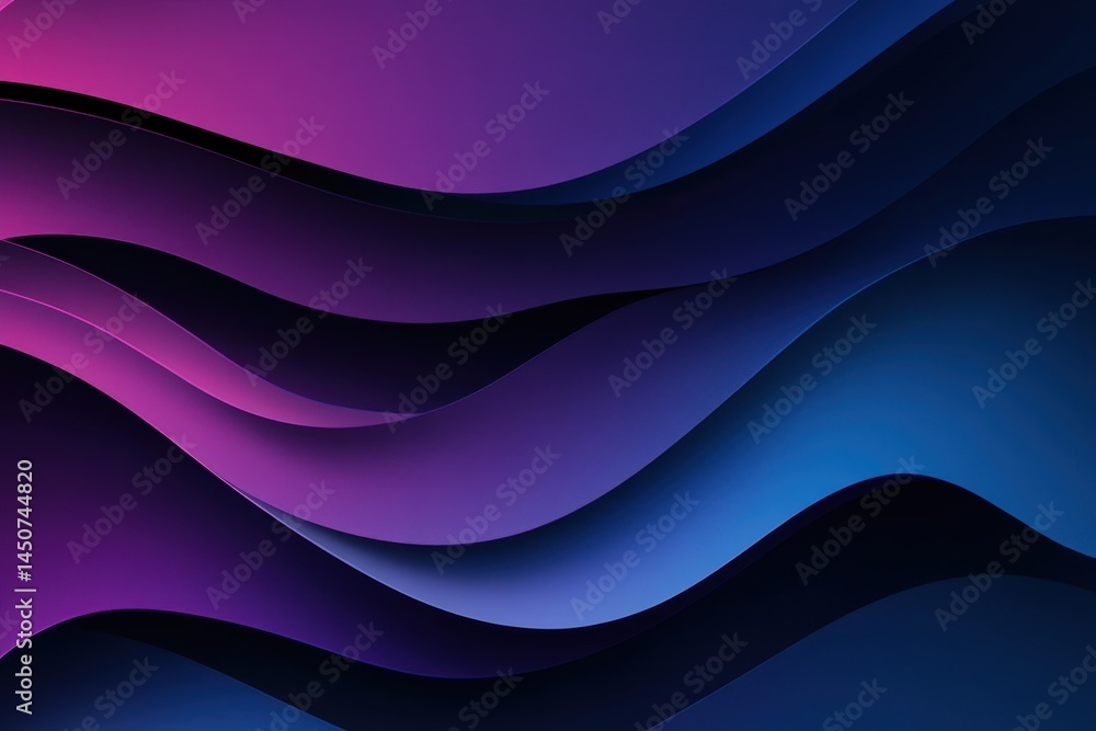 Poster abstract wave pattern of purple and blue hues creating a dynamic and modern background for graphic d