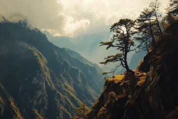 Obraz premium Spectacular time lapse showcasing the majestic Tigers Nest in Bhutan against a dramatic mountain backdrop, Time Lapse of the Tiger's Nest in Bhutan