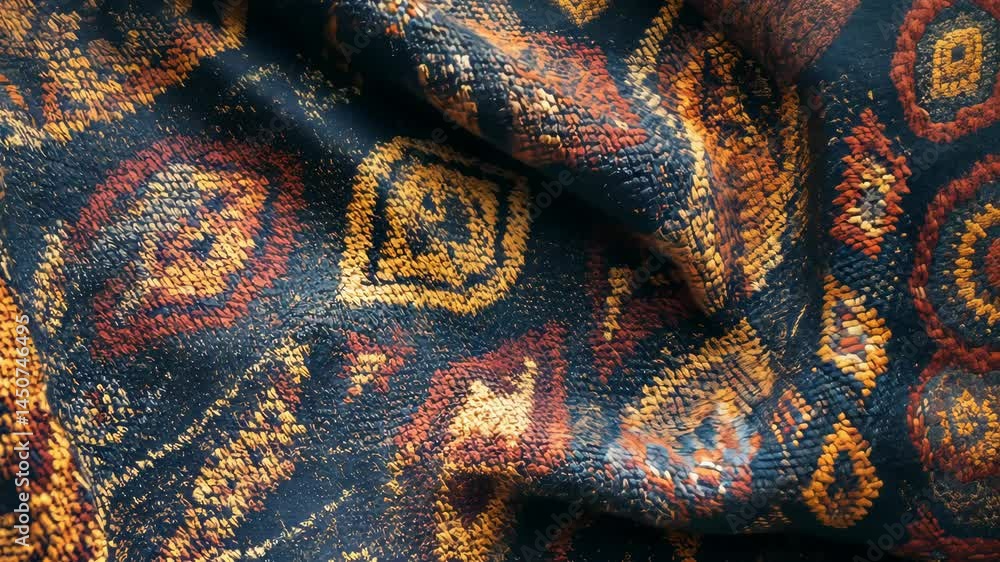 Aufkleber vibrant fabric texture with dynamic waves and intricate patterns